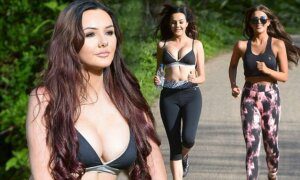 Geordie Shore girls, Abbie Holburn and Sarah Goodhart training in the park