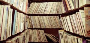 the history of music distribution vinyl shelves