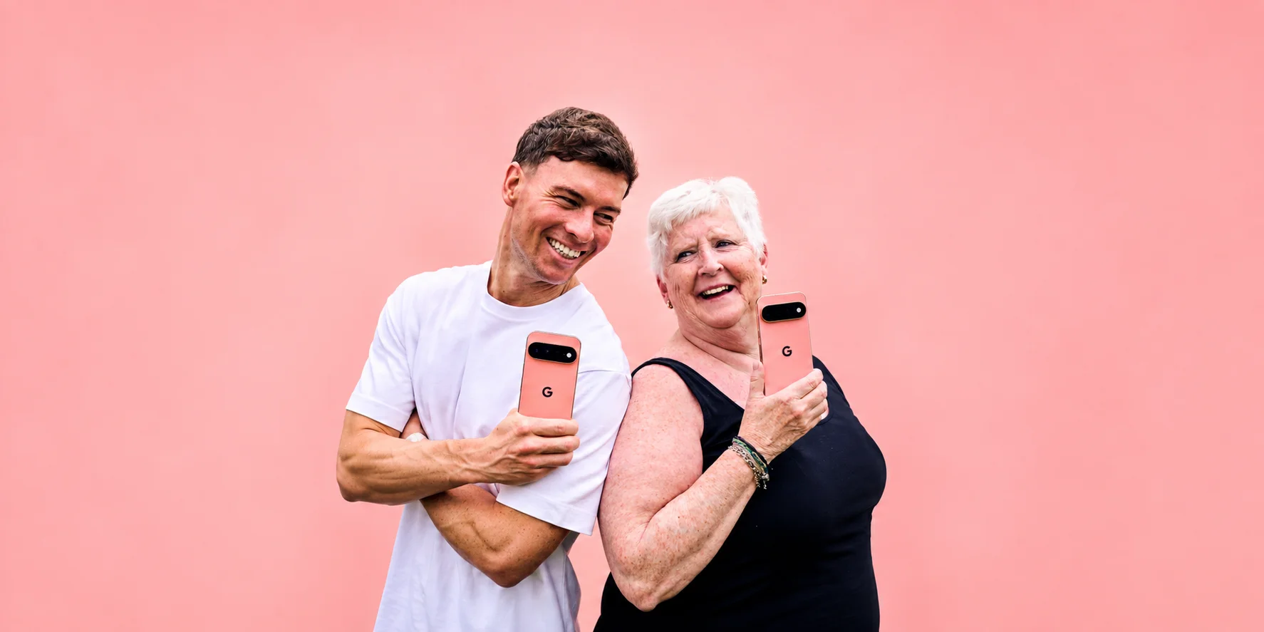 Joel Corry And Crazy Auntie Ann Front New Google Pixel 11 Pro Campaign